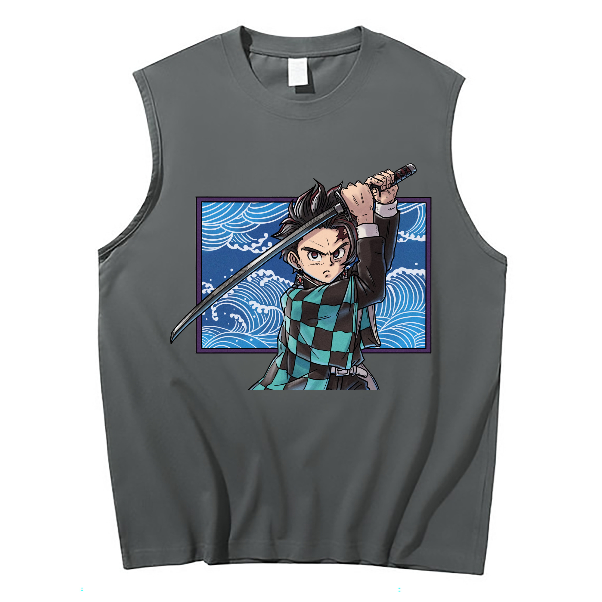 （画像用） 鬼滅の刃 竈門 炭治郎／かまど たんじろう Kamado Tanjirou コットン100％タンクトップ（フロントプリント）